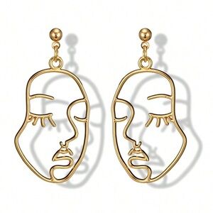 Gold Face Outline Earrings
